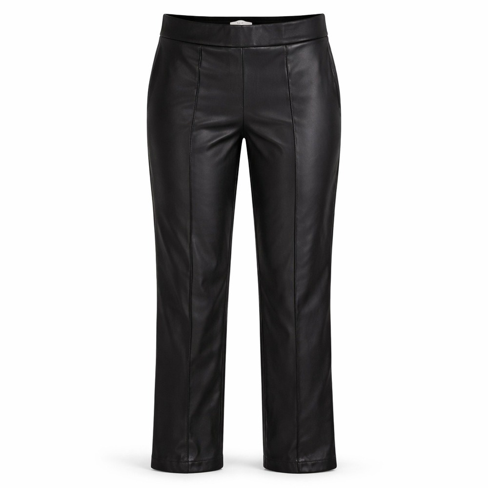 Loft Black Faux Leather Pintuck Seam Pull On‎ Trousers XL Y2K Revival Workcore